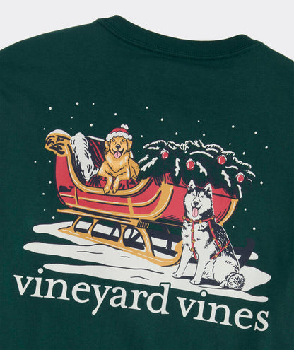 Vineyard Vines M LS Sleigh Dogs Tee CHARLESTON GREEN