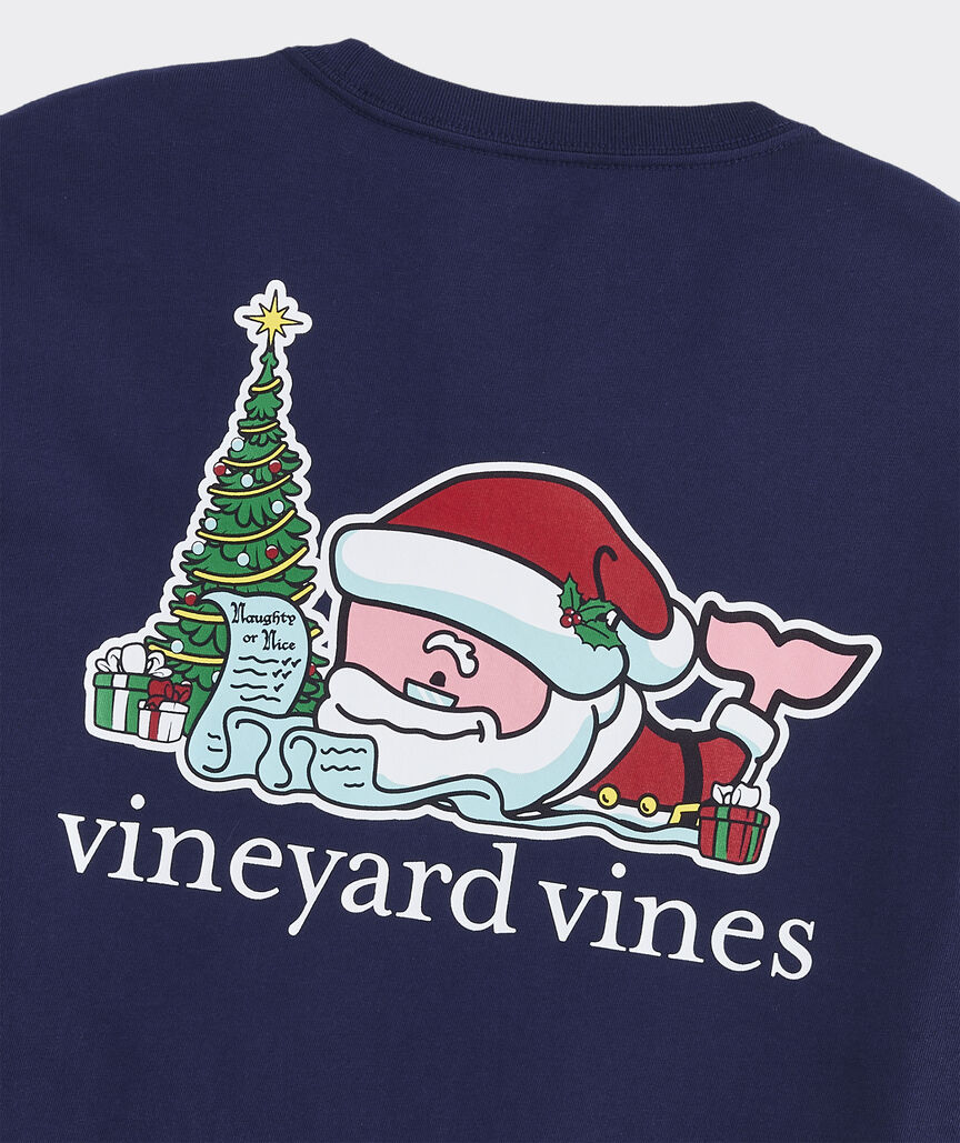 Vineyard Vines M LS Santa's List Whale Tee NAUTICAL NAVY