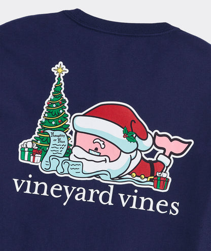 Vineyard Vines M LS Santa's List Whale Tee NAUTICAL NAVY