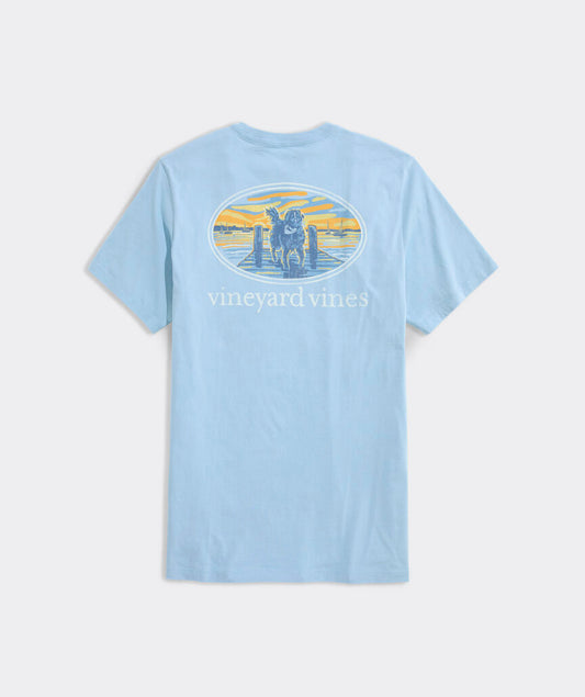 Vineyard Vines M SS Sunset Pier Bernese Tee JAKE BLUE