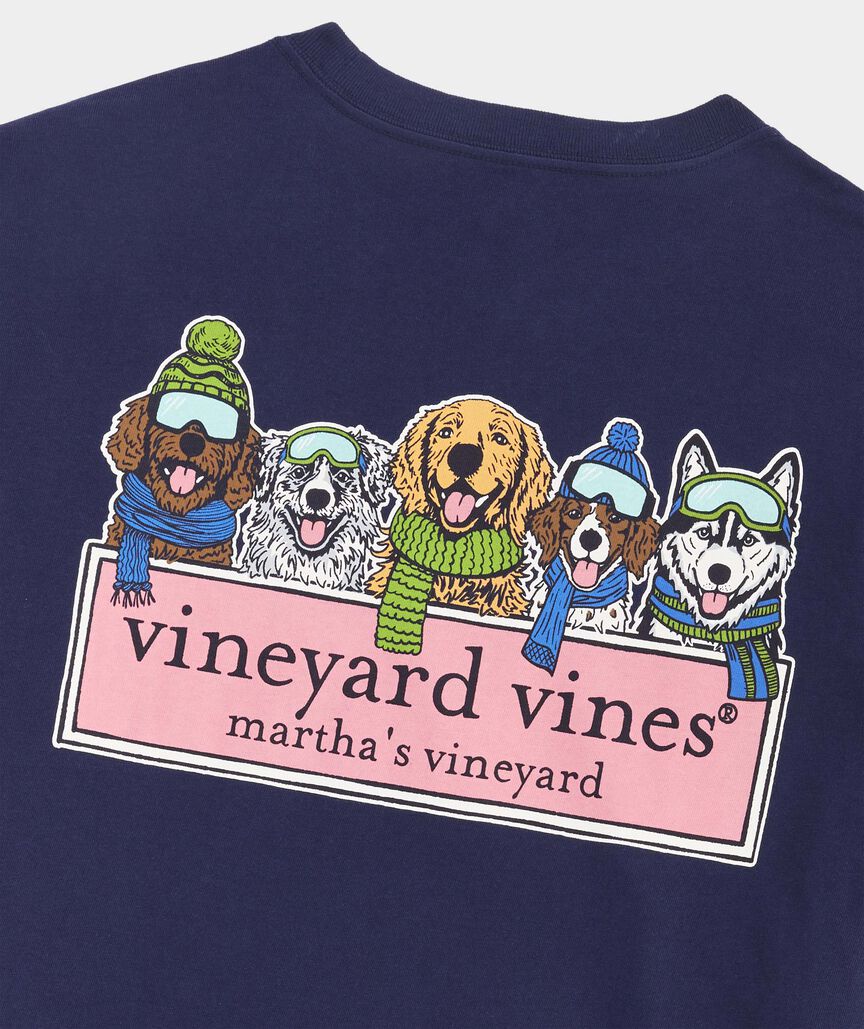 Vineyard Vines M LS Winter Pups Logo Box Tee NAUTICAL NAVY