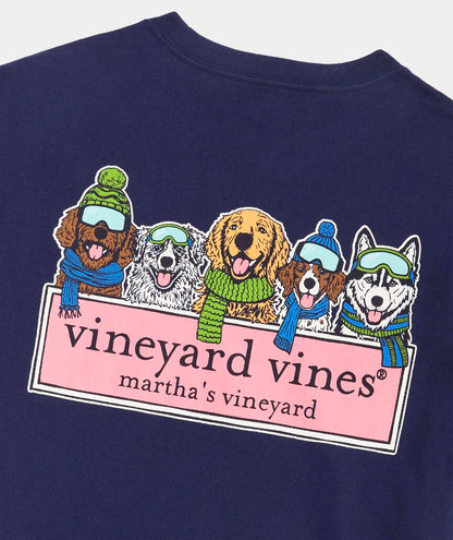 Vineyard Vines M LS Winter Pups Logo Box Tee NAUTICAL NAVY