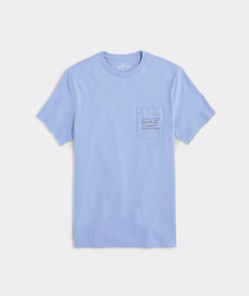 Vinetard Vines M SS Lighthouse Whale Scenic Tee SERENITY BLUE