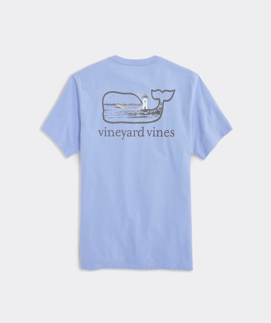 Vinetard Vines M SS Lighthouse Whale Scenic Tee SERENITY BLUE
