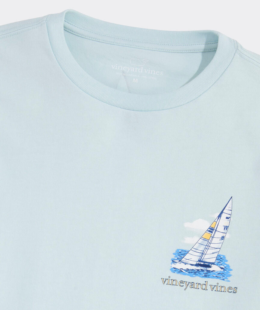 Vineyard Vines M LS Painted Sailboat Race Tee PALE SKY