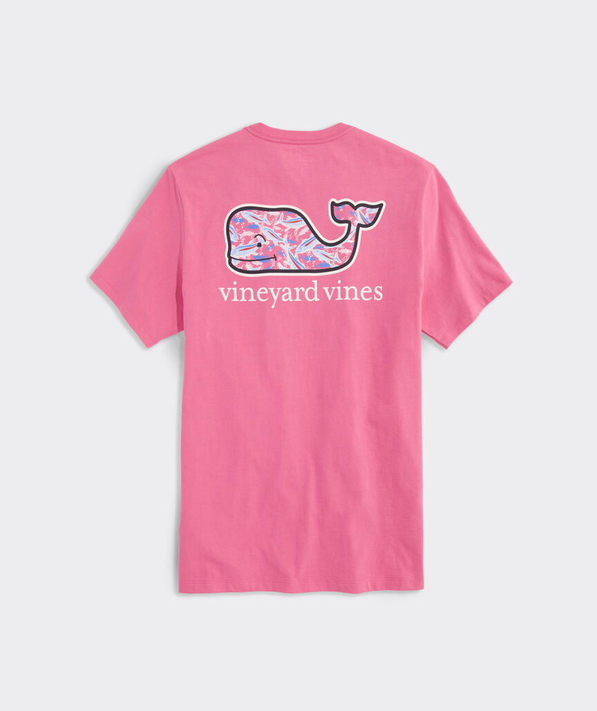 Vineyard Vines M SS Bone Fishing Whale Tee SUNSET PINK