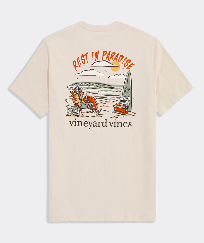 Vineyard Vines M SS Rest In Paradise Tee STONE