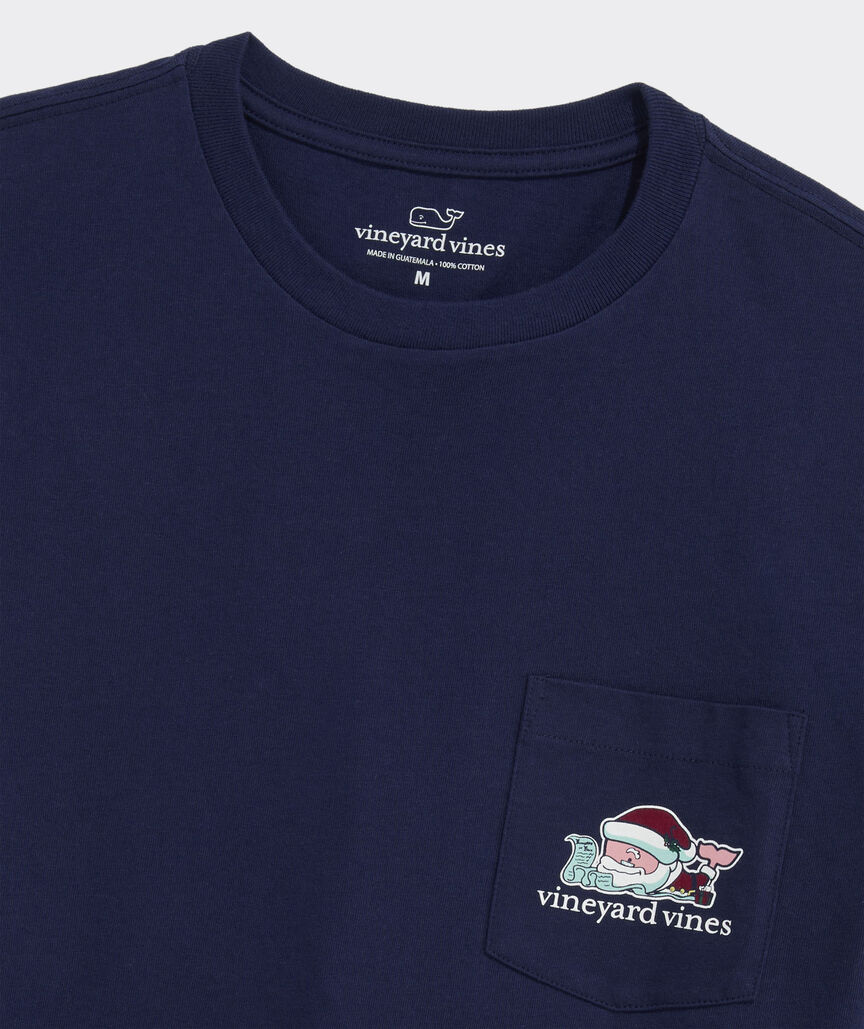 Vineyard Vines M LS Santa Whale List Tee NAUTICAL NAVY