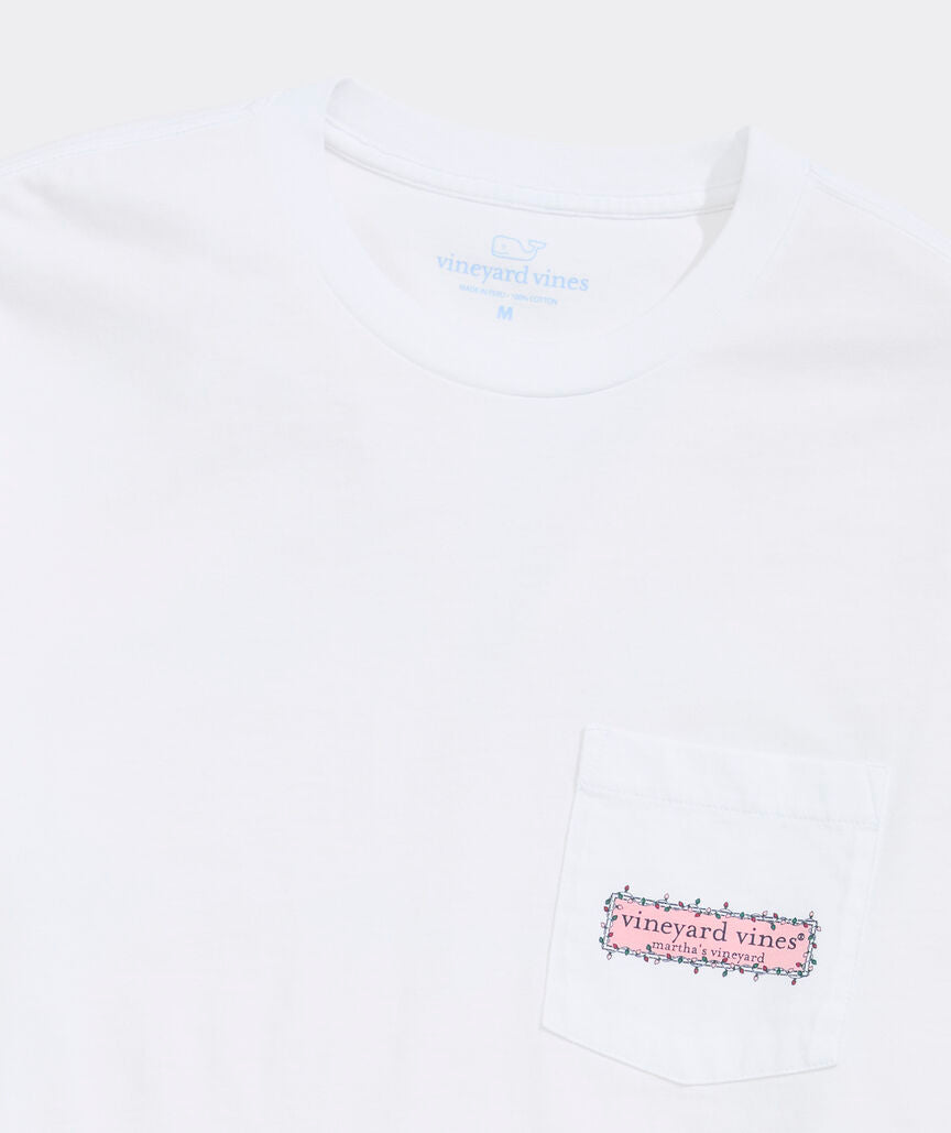 Vineyard Vines M LS String Lights Pups Tee WHITE CAP