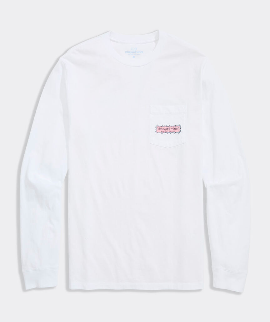 Vineyard Vines M LS String Lights Pups Tee WHITE CAP