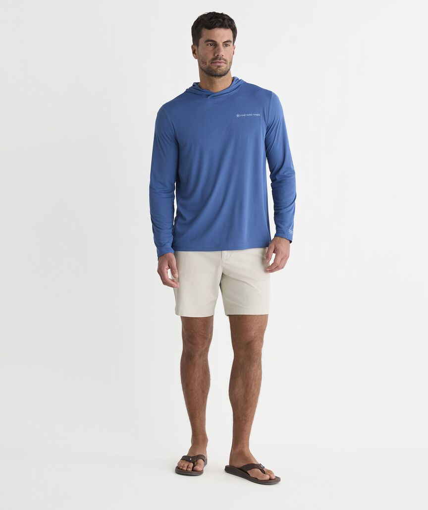 Vineyard Vines M LS Sun Tech Hoodie Tee MOONSHINE