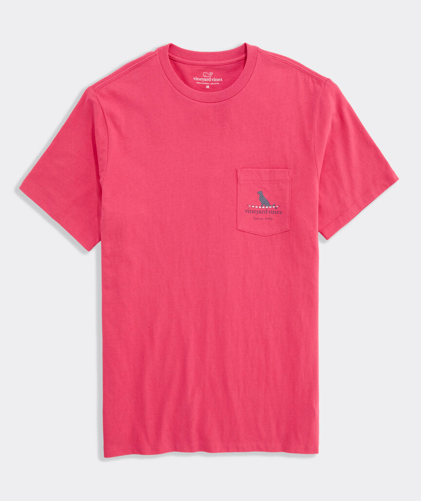 Vineyard Vines M SS Flag Dog Surfboard Tee SAILORS RED