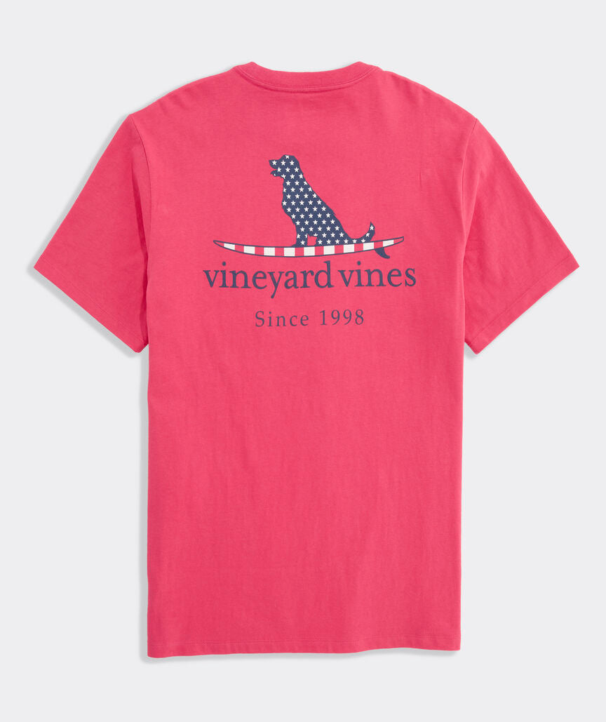 Vineyard Vines M SS Flag Dog Surfboard Tee SAILORS RED