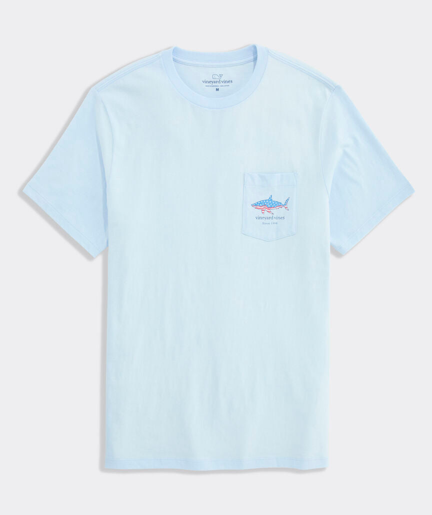 Vineyard Vines M SS Flag Shark Tee ROCKS BLUE