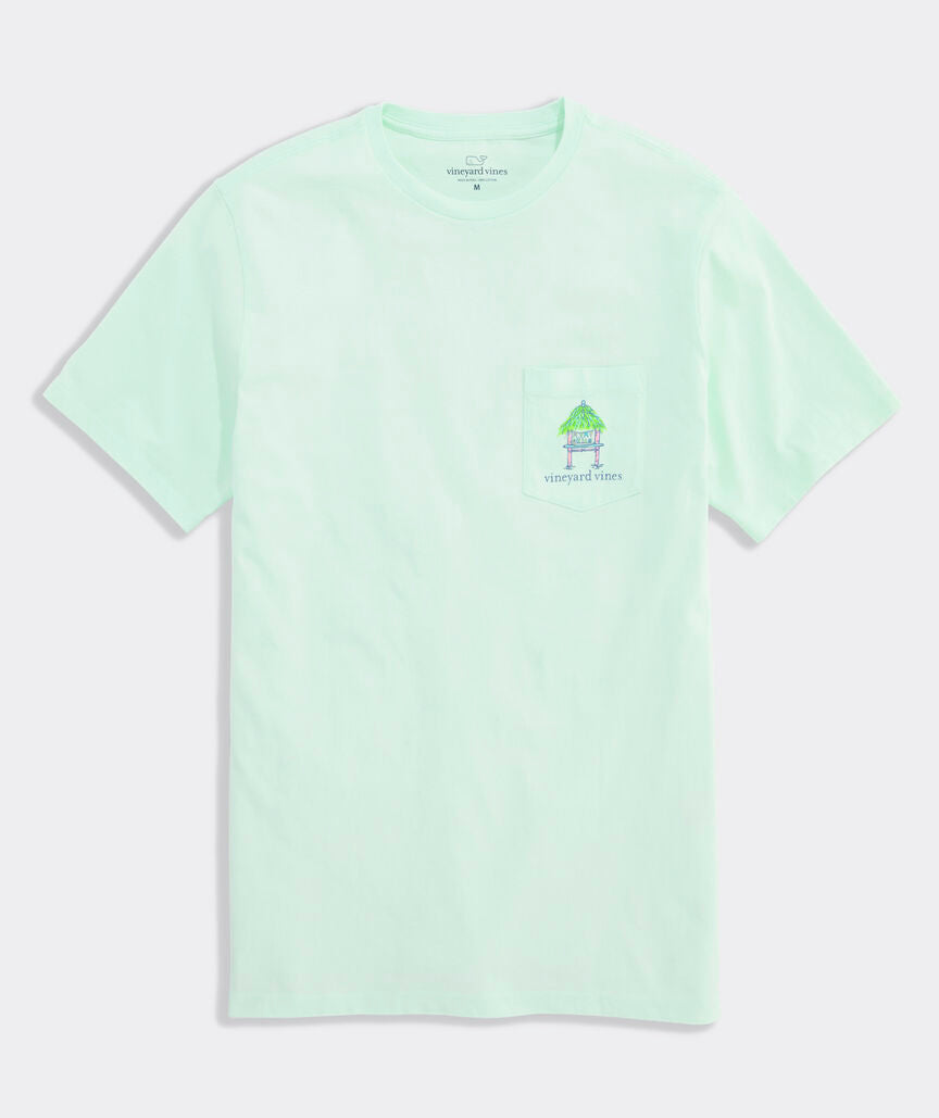 Vineyard Vines M SS Beach Bar Surfboard Logo Tee AQUA GLASS