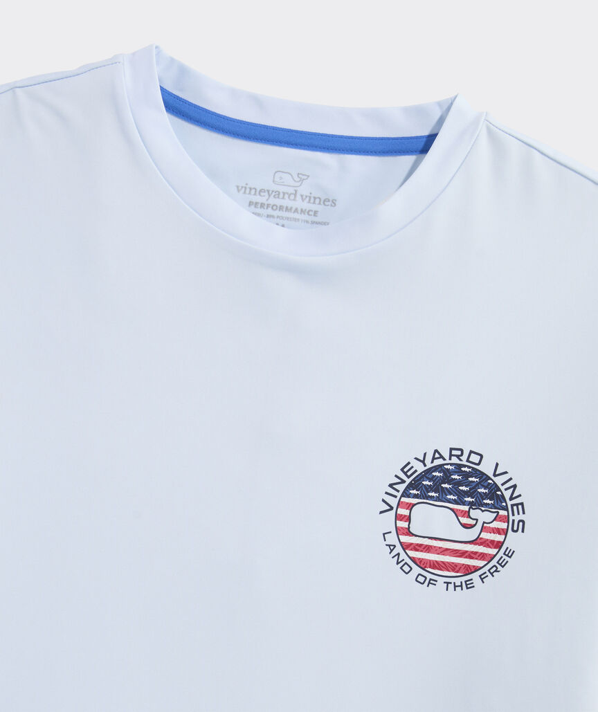 Vineyard Vines M  LS American Dot Harbor Tee ROCKS BLUE