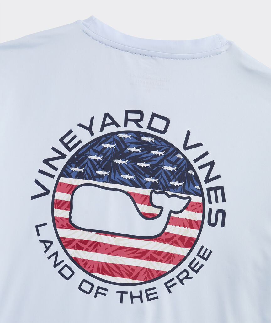 Vineyard Vines M  LS American Dot Harbor Tee ROCKS BLUE