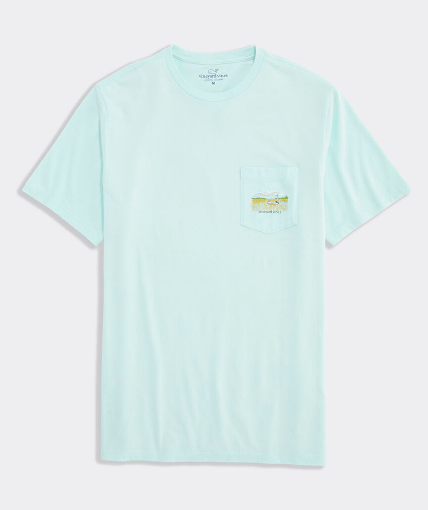 Vineyard Vines M SS Marsh Sketched Scenic Tee BLEACHED AQUA
