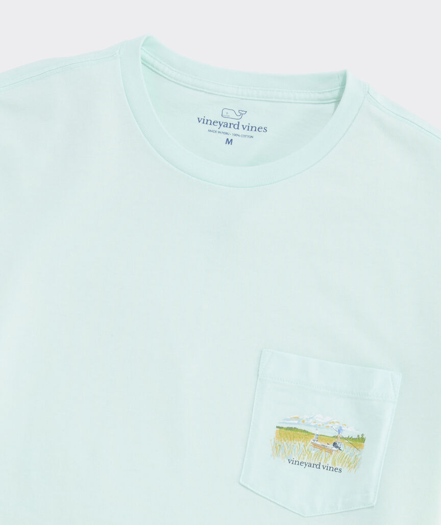 Vineyard Vines M SS Marsh Sketched Scenic Tee BLEACHED AQUA