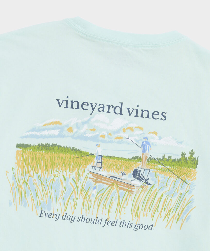 Vineyard Vines M SS Marsh Sketched Scenic Tee BLEACHED AQUA