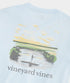 Vineyard Vines M LS Flats Watercolor Tee ROCK BLUE