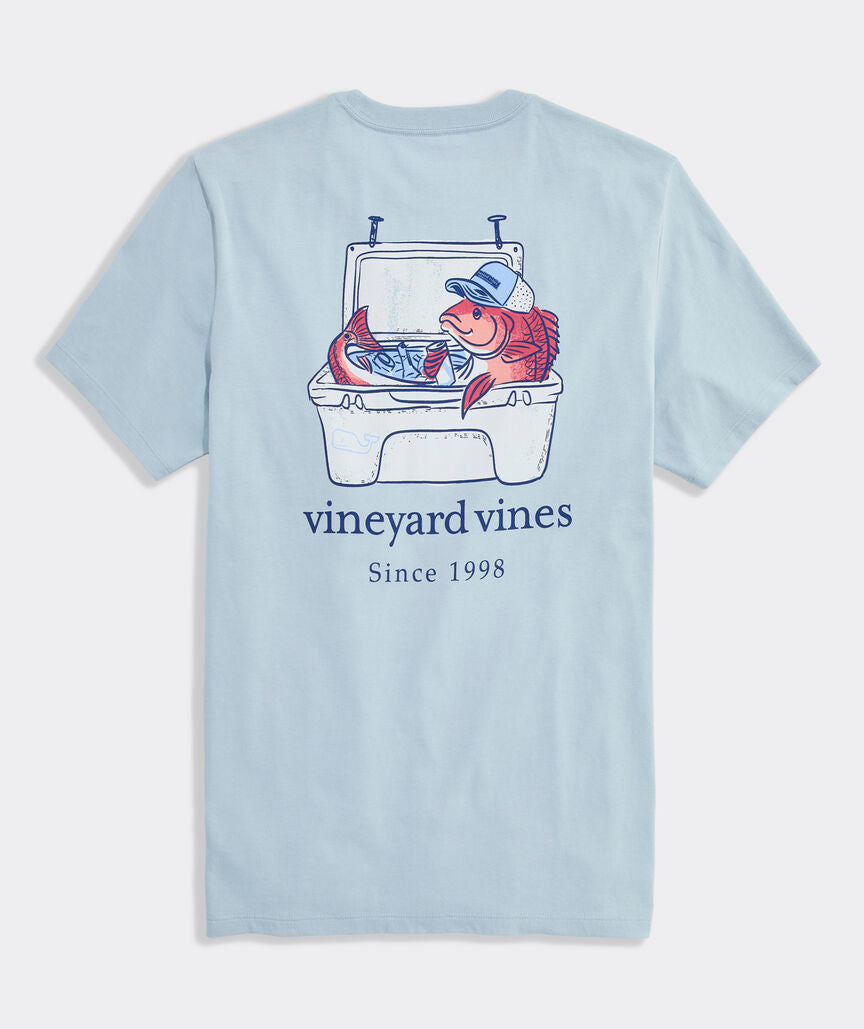 Vineyard Vines M SS Redfish Cooler Tee DEL MAR BLUE