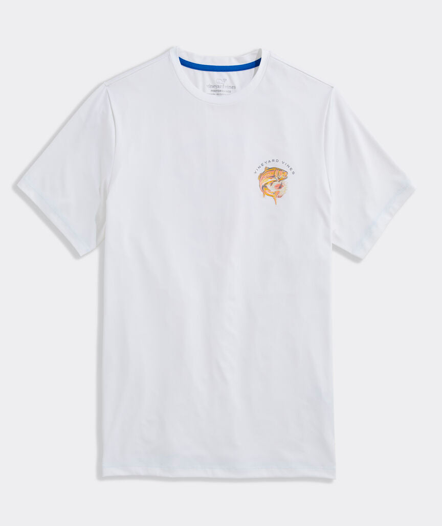 Vineyard Vines M SS Performance Painted Redfish Harbor Tee WHITE CAP