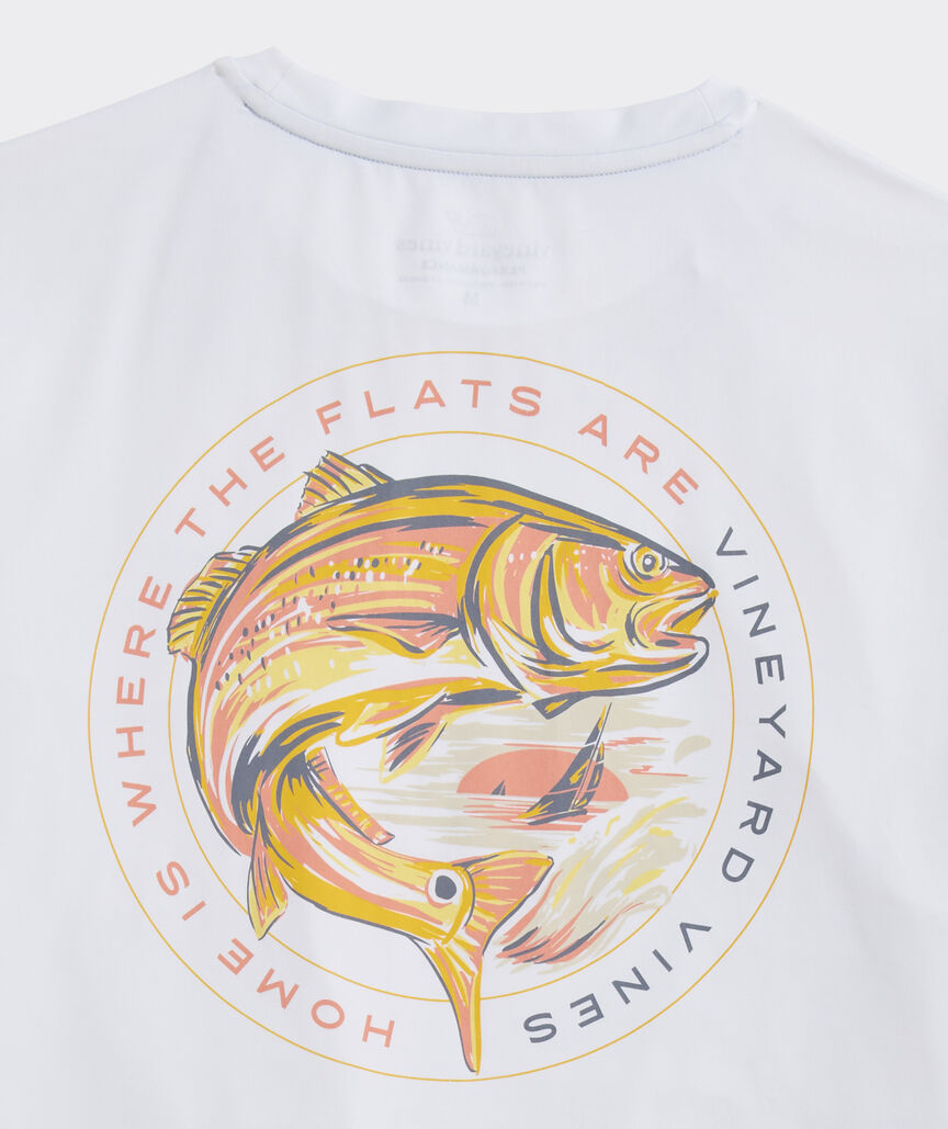Vineyard Vines M SS Performance Painted Redfish Harbor Tee WHITE CAP