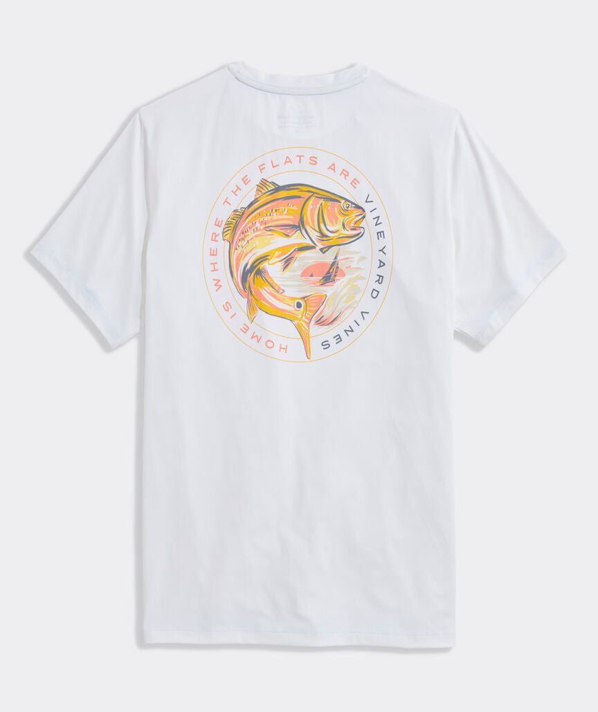 Vineyard Vines M SS Performance Painted Redfish Harbor Tee WHITE CAP