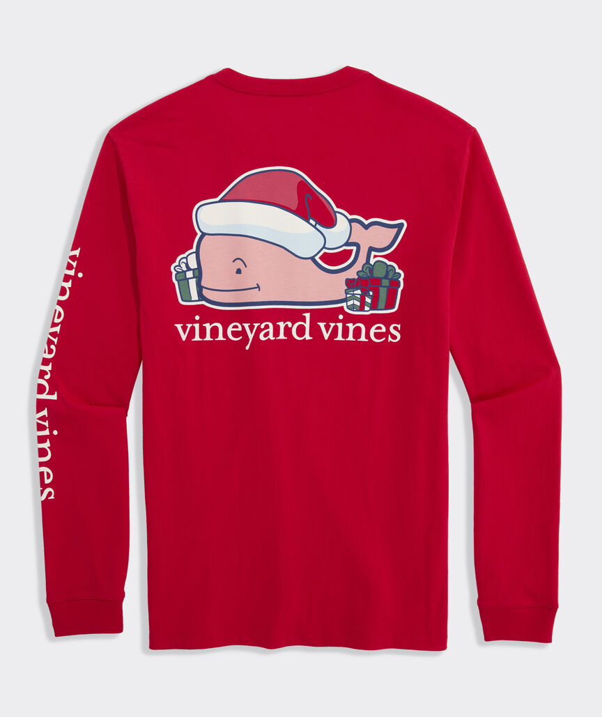 Vineyard Vines M LS 2026 Santa Whale Tee RED VELVET