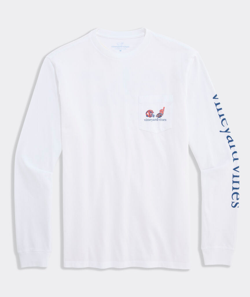 Vineyard Vines M LS Football Field Tee WHITE CAP