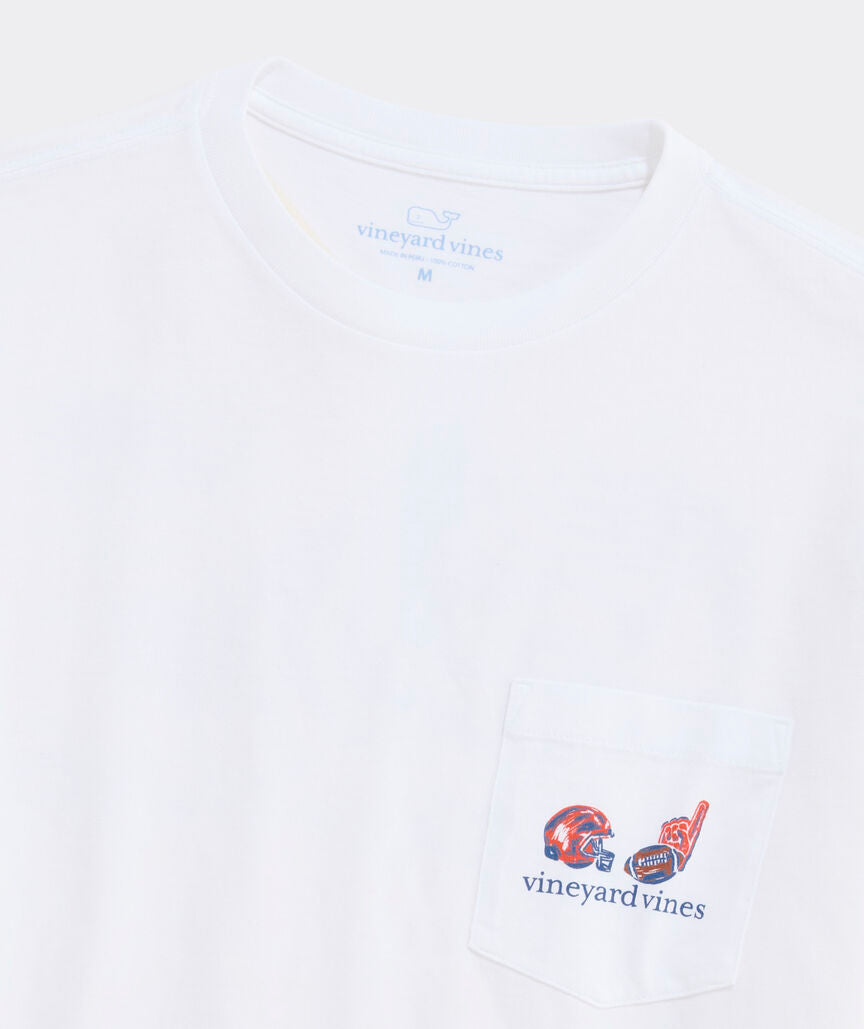 Vineyard Vines M LS Football Field Tee WHITE CAP