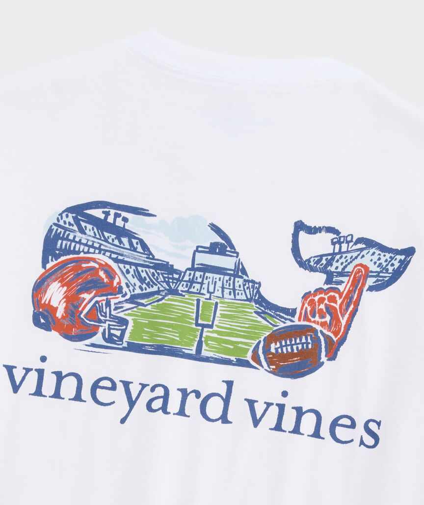 Vineyard Vines M LS Football Field Tee WHITE CAP