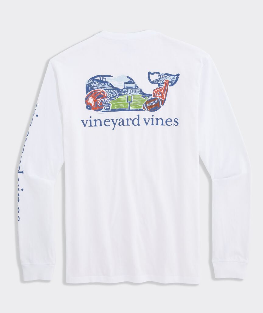 Vineyard Vines M LS Football Field Tee WHITE CAP