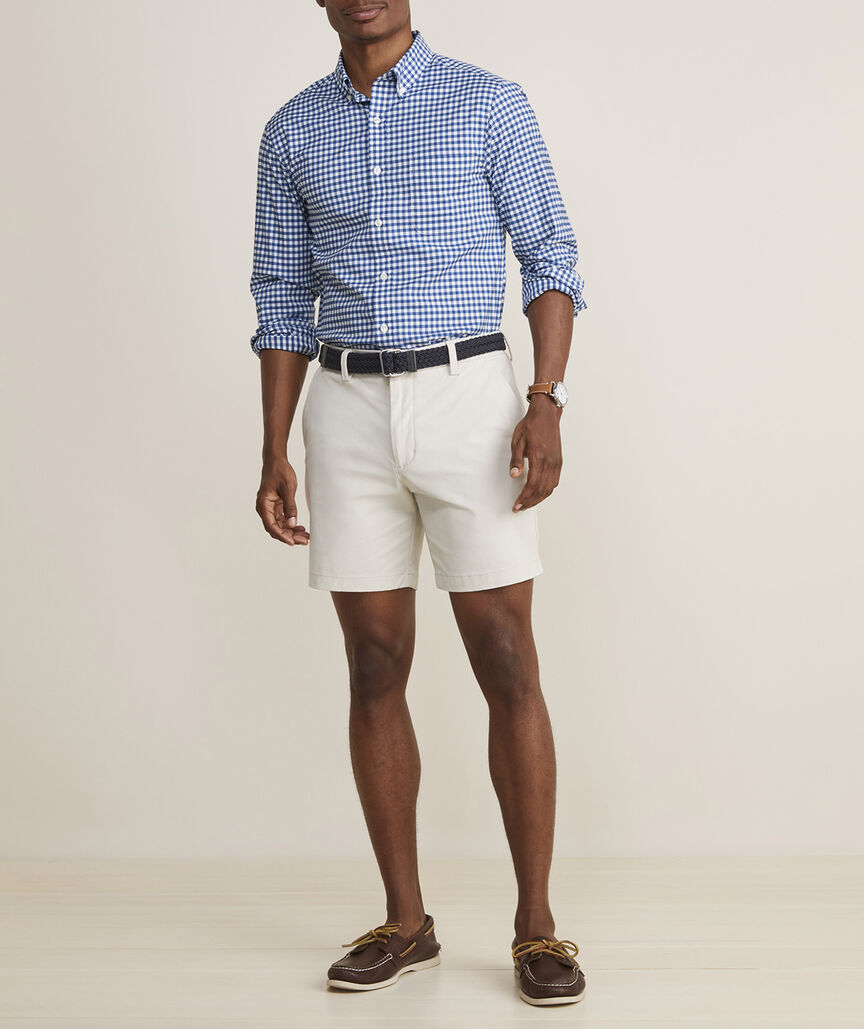 Vineyard Vines M LS Skysail Gingham Performance Cotton Shirt BLUE BAY