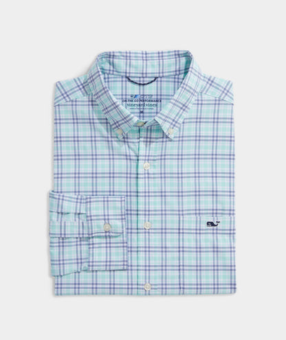 Vineyard Vines M LS Classic Fit Check OTG AQUA SKY