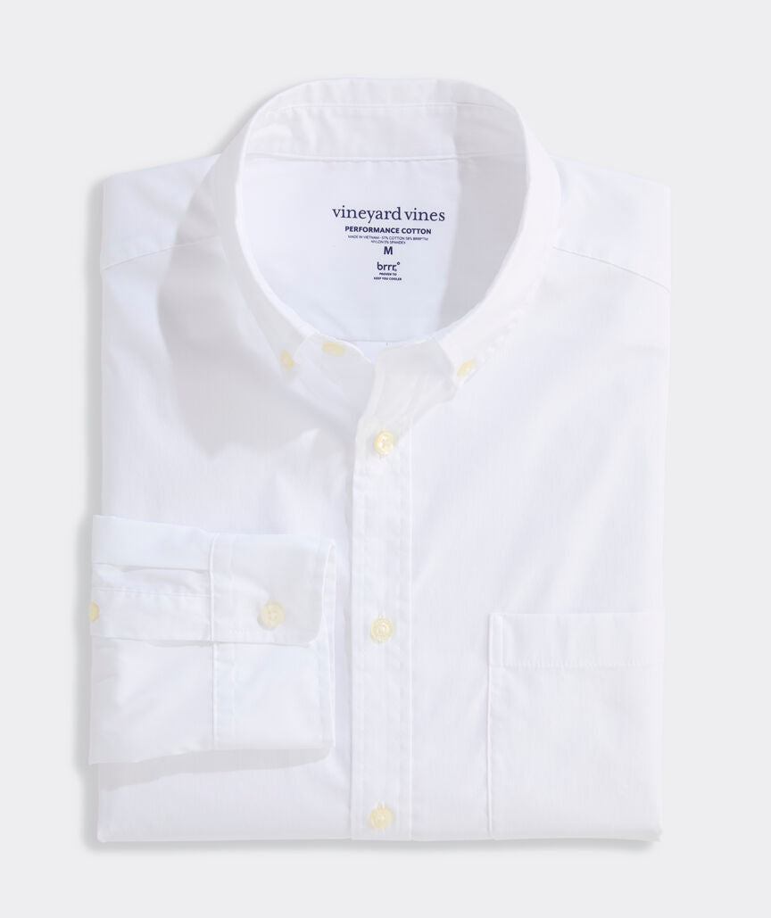 Vineyard Vines M LS Breakwater Performance Shirt WHITE