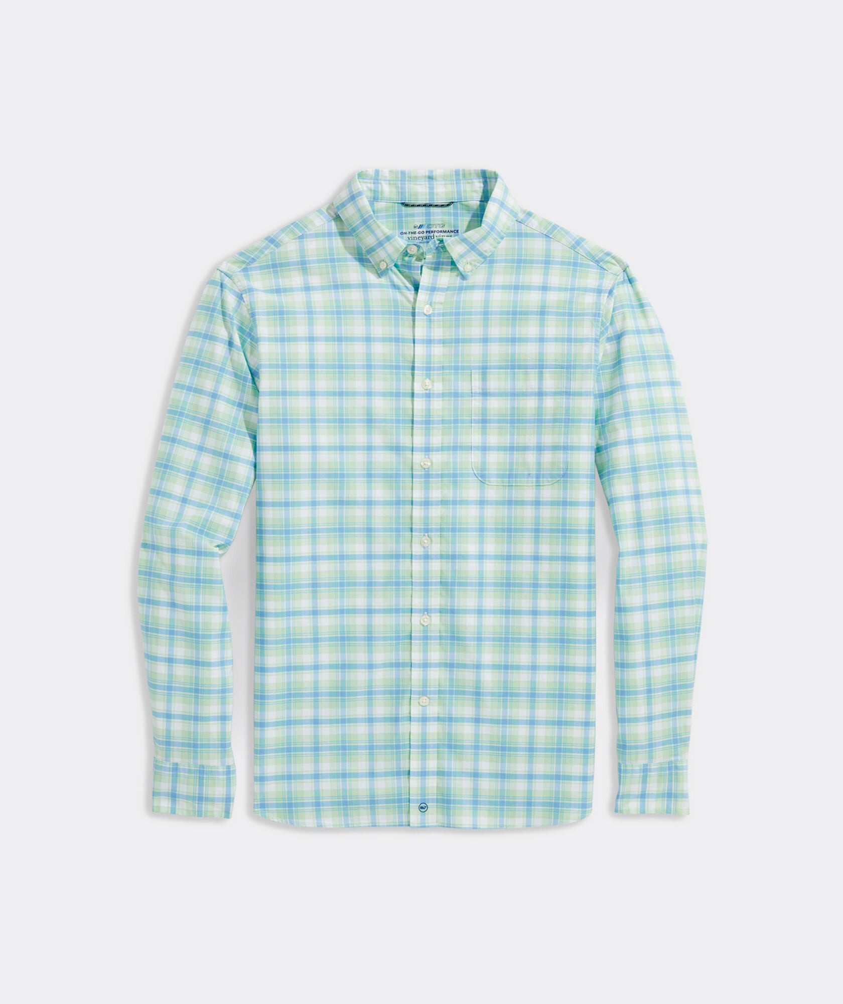 Vineyard Vines M LS On-The-Go Brrr Shirt MINT SPRIG