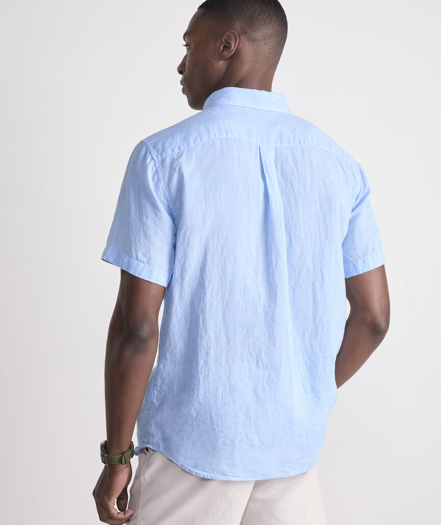 Vineyard Vines M SS Surfside Linen Shirt JAKE BLUE