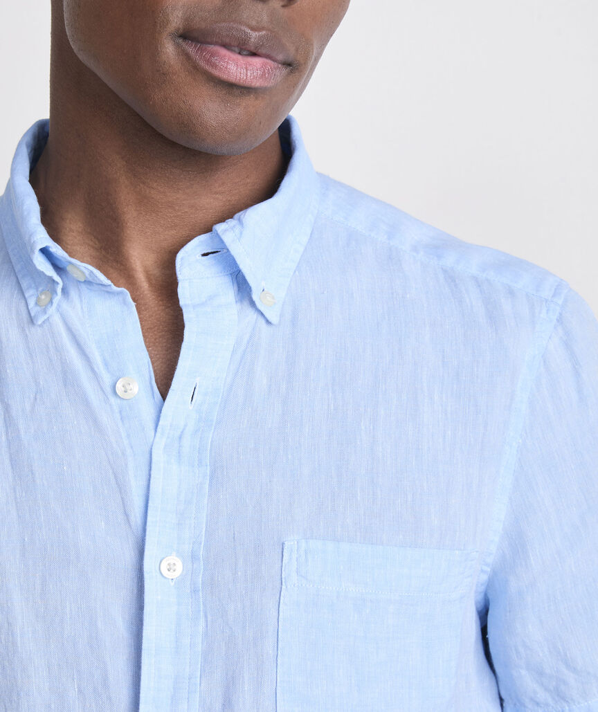 Vineyard Vines M SS Surfside Linen Shirt JAKE BLUE