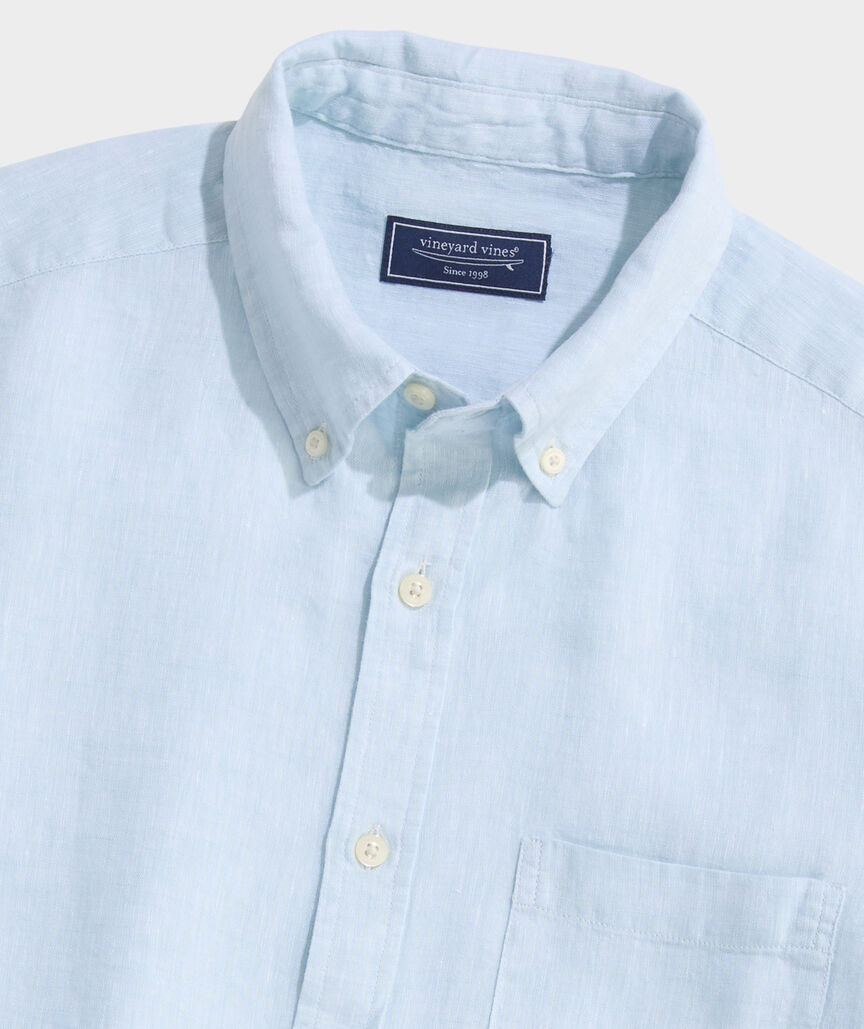 Vineyard Vines M SS Surfside Linen Shirt AQUA HAZE
