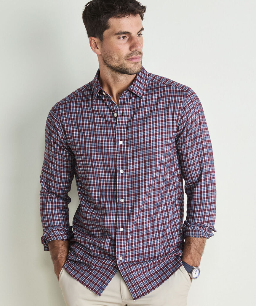 Vineyard Vines M LS Kendrick Check Twill Shirt CRIMSON