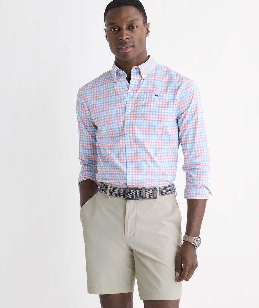 Vineyard Vines M LS Mangrove Tattersall TOUCAN