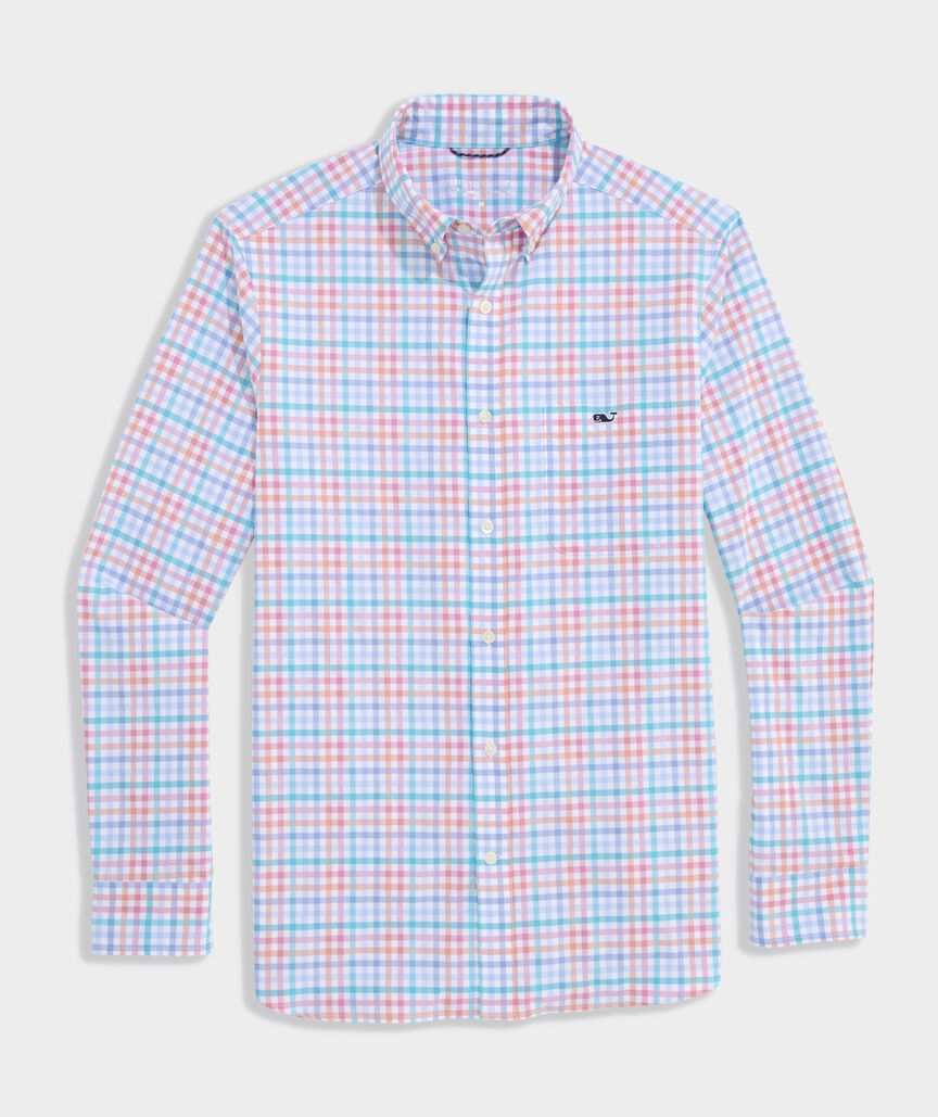 Vineyard Vines M LS Mangrove Tattersall TOUCAN