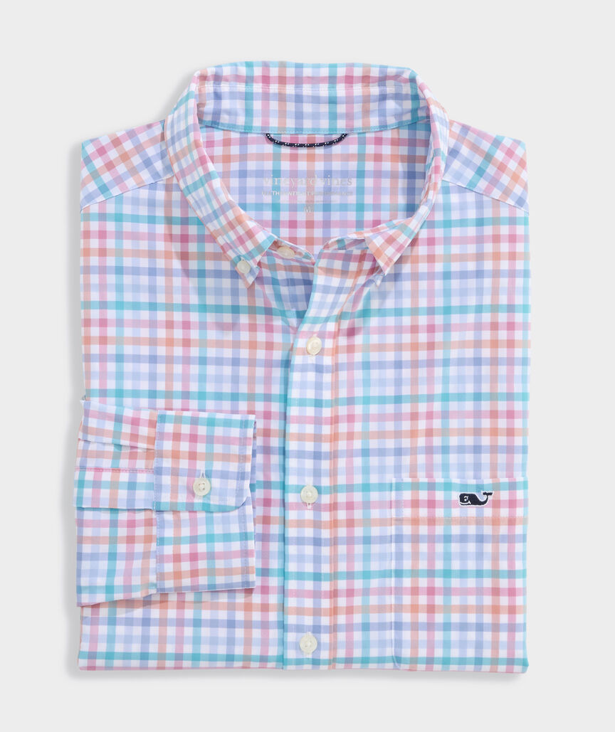 Vineyard Vines M LS Mangrove Tattersall TOUCAN