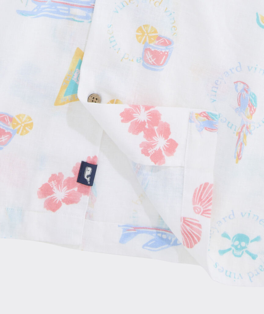 Vineyard Vines M SS Linen Cabana Shirt WHITE CAP
