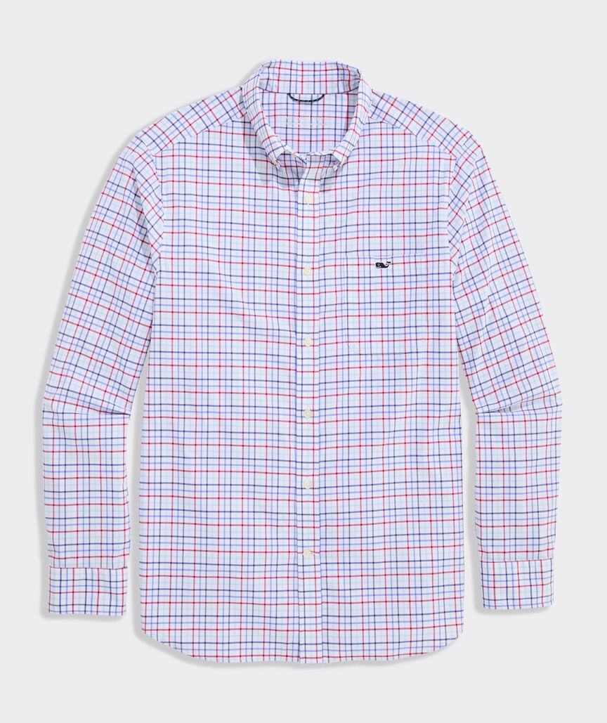 Vineyard Vines M LS Bomb Pop Tattersall LIGHTHOUSE RED