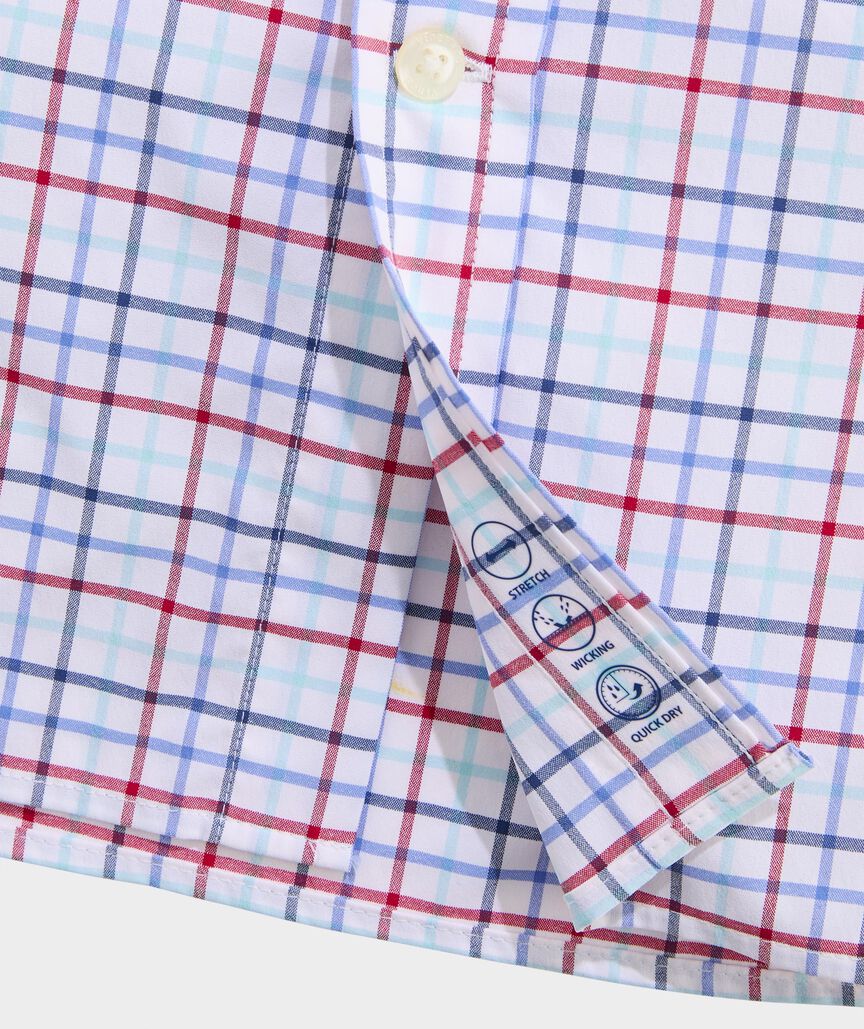 Vineyard Vines M LS Bomb Pop Tattersall LIGHTHOUSE RED