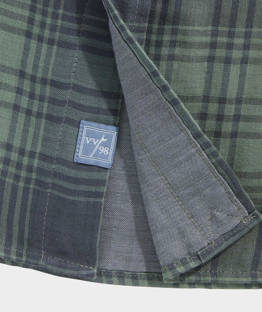 Vineyard Vines M Chiller Plaid Double Cloth Shirt OLIVE DUSK