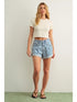 Miou Muse W SS Mini Ruffle Ribbed Top CREAM